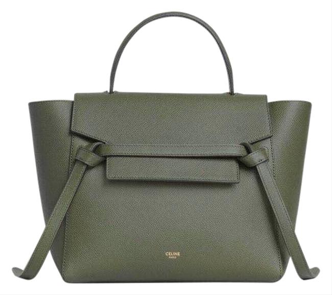 Celine Belt Micro Khaki Or Olive Green Calfskin Leather Cross Body Bag