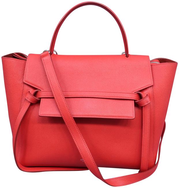 Celine Belt Mini Red Calfskin Leather Satchel