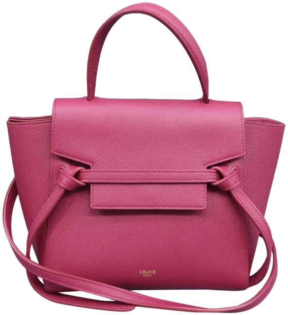 Celine Belt Nano Buygundy Calfskin Leather Satchel