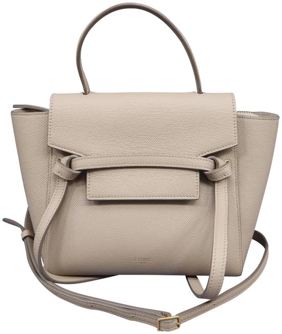 Celine Belt Nano Khaki Calfskin Leather Satchel