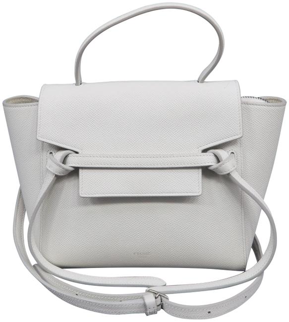 Celine Belt Nano White Calfskin Leather Satchel