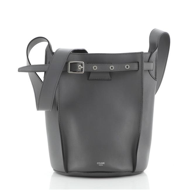 Celine Big Bucket Long Gray Leather Cross Body Bag
