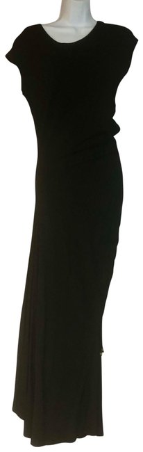 Celine Black Drawstring Stretch Viscose Long Night Out Dress6 S