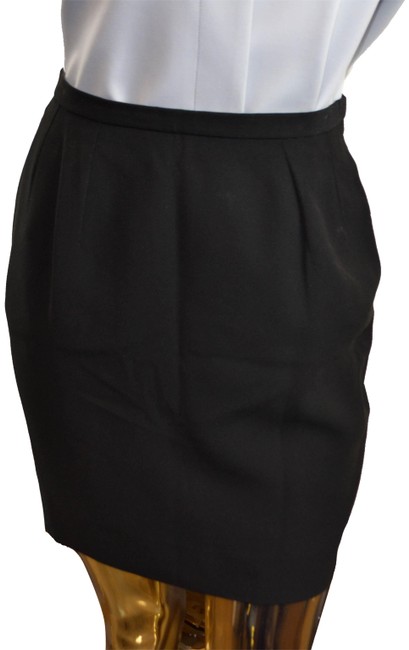 Celine Black Paris Laine Wool 386 SkirtPetite 8 M