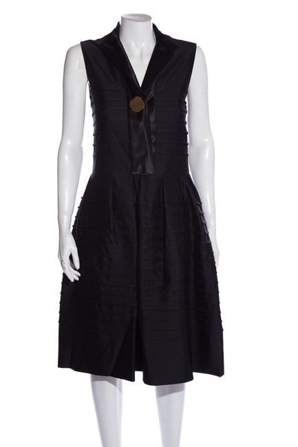 Celine Black Pleated Short Cocktail Dress2 XS