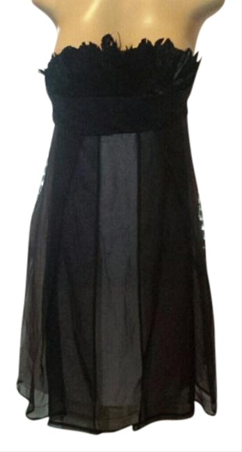 Celine Black Silk Rare Runway Feather 38 Short Cocktail Dress2 XS