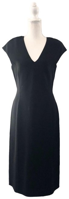 Celine Black V Neck Finition Main Sheath Mid length WorkOffice Dress8 M