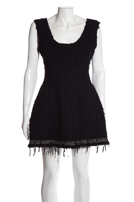 Celine Black Wool Tweed Short Cocktail Dress4 S
