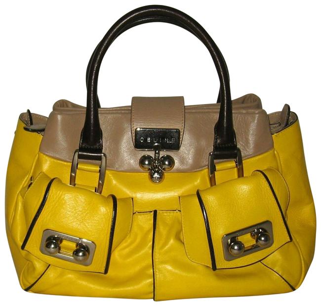 Celine Blossom YellowBeigeBrown Leather Satchel