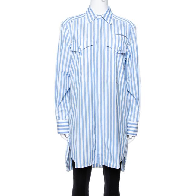 Celine BlueWhite Striped Cotton Button Front Tunic