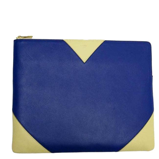 Celine BlueBeige Leather Bag Clutch