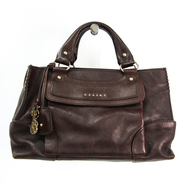 Celine Boogie 134023 Womens Handbag Dark Brown Leather Satchel