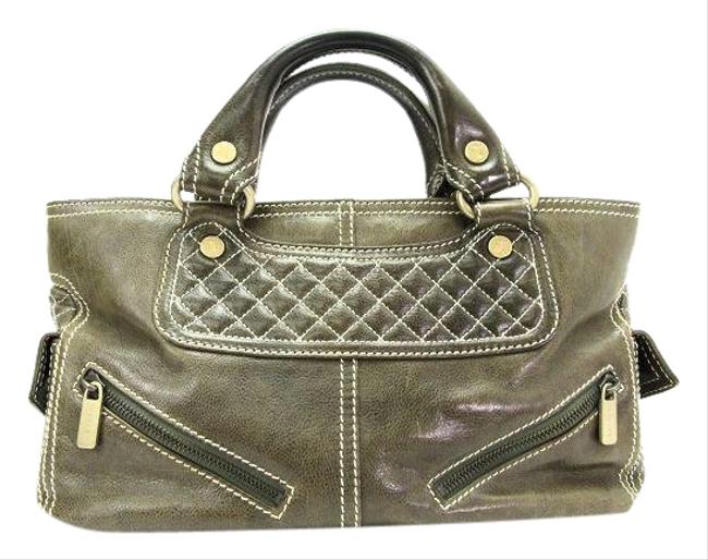 Celine Boogie Handbag Khaki Leather Satchel