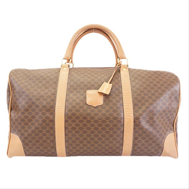 Celine Boston Bag Macadam Bostonbag Womens Brown Pvc Satchel