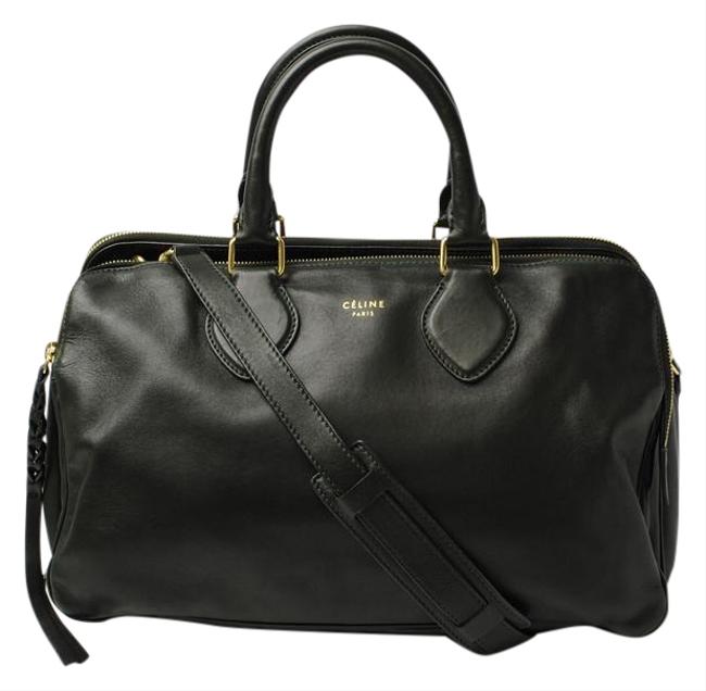 Celine Boston Bag Mini Shoulder Strap 170053jeq Dark Green Leather Satchel