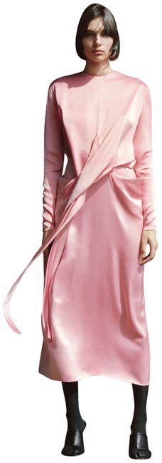 Celine Bright Red Silk Satin Belted Crepe Long Casual Maxi Dress8 M