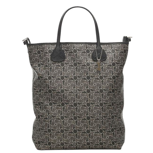 Celine Brown Coated Canvas Carriage Satchel