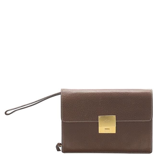 Celine Brown Leather Bag Clutch