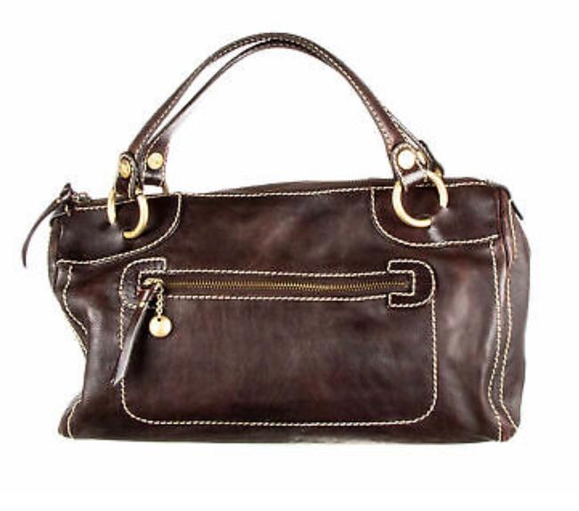 Celine Brown Leather Satchel