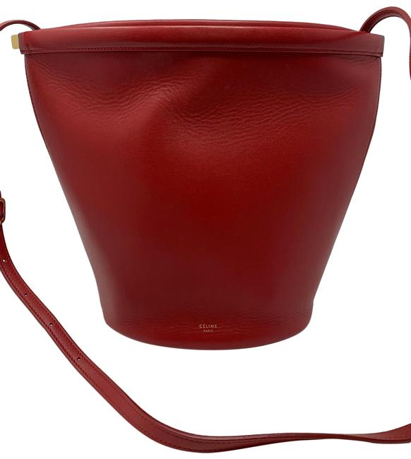 Celine Bucket Clasp 2018 Red Calfskin Leather Cross Body Bag