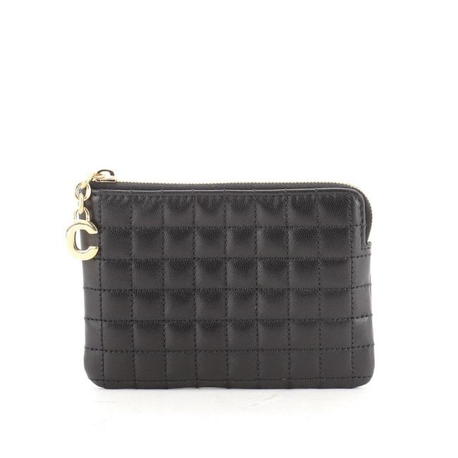 Celine C Charm Pouch Quilted Small Black Nylon Clutch