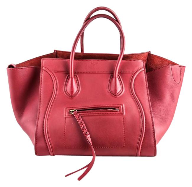 Celine Luggage Cabas Phantom Red Leather Hobo Bag