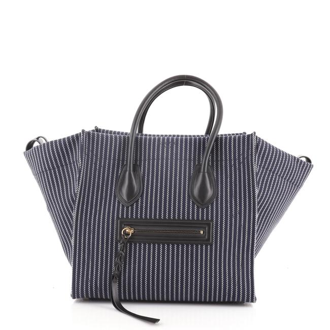 Celine Cabas Phantom Medium Blue Canvas Plain Satchel