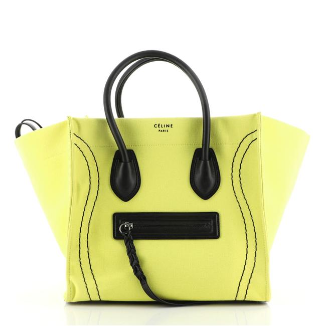 Celine Cabas Phantom Medium Yellow Canvas Satchel