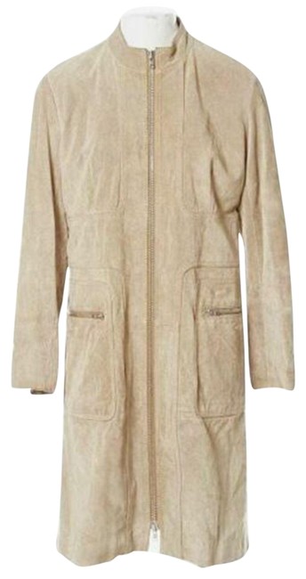 Celine Camel Vintage Genuine Suede Beige Zipper Pockets Lined Coat4 S
