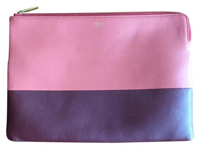 Celine Celine bi color leather BurgundyBurnt Orange Leather Clutch