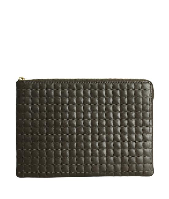 Celine Charm Pouch Quilted 189374 Brown Leather Clutch