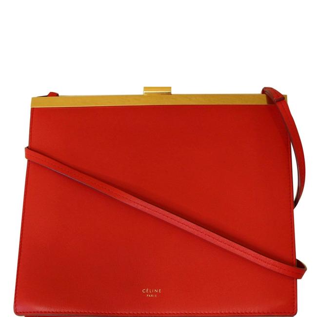 Celine Clasp Mini Smooth Red Calfskin Leather Cross Body Bag