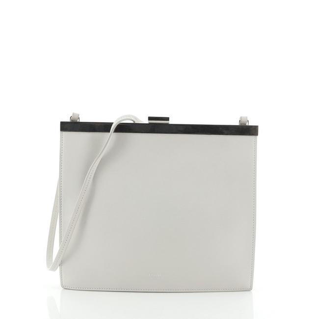 Celine Clasp Mini White Leather Cross Body Bag