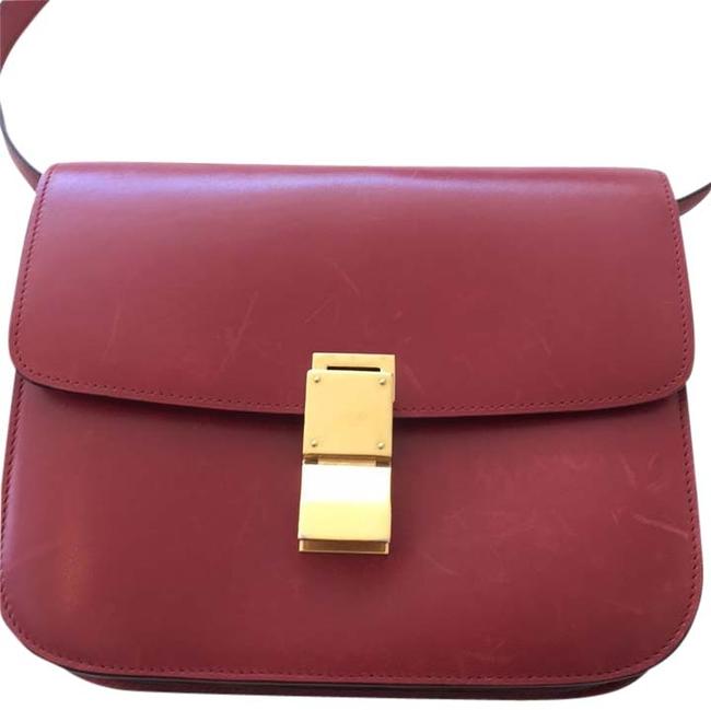 Celine Classic Box Medium Red Dark Ref Leather Cross Body Bag