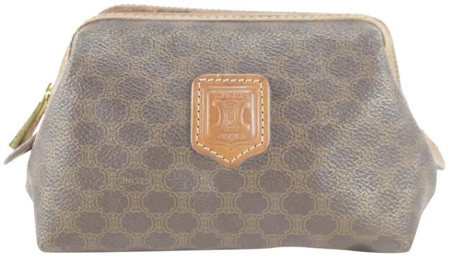 Celine Cosmetic Pouch Macadam Monogram 13ck1212 Brown Coated Canvas Clutch