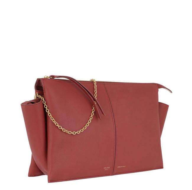 Celine Crossbody Bag Red Leather Clutch