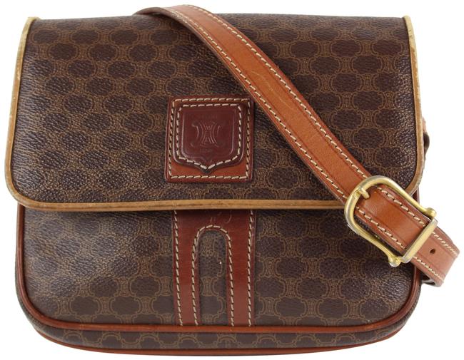 Celine Crossbody Macadam Monogram 5cel1229 Brown Coated Canvas Clutch