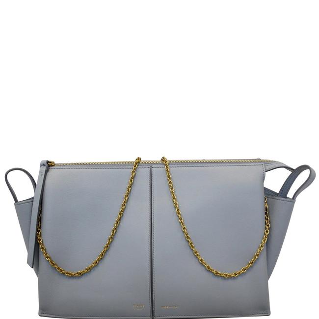Celine Crossbody Trifold Smooth Chain Blue Leather Clutch
