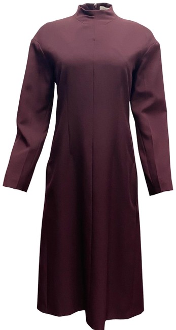 Celine Deep Purple Mock Neck Midi Cocktail Dress8 M
