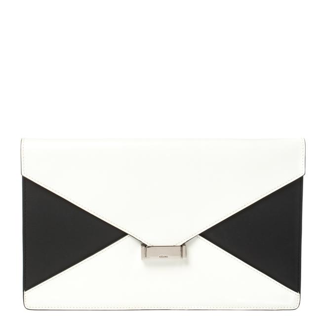 Celine Diamond WhiteBlack Leather Clutch