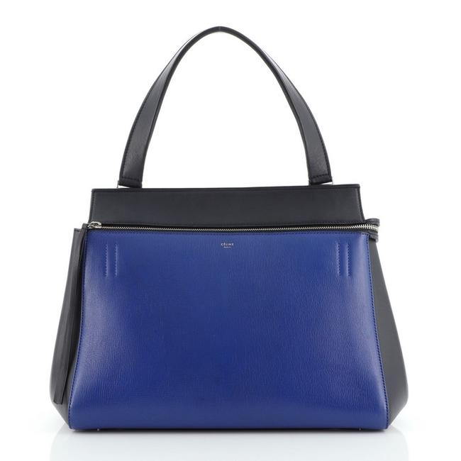 Celine Edge Medium Blue Leather Satchel
