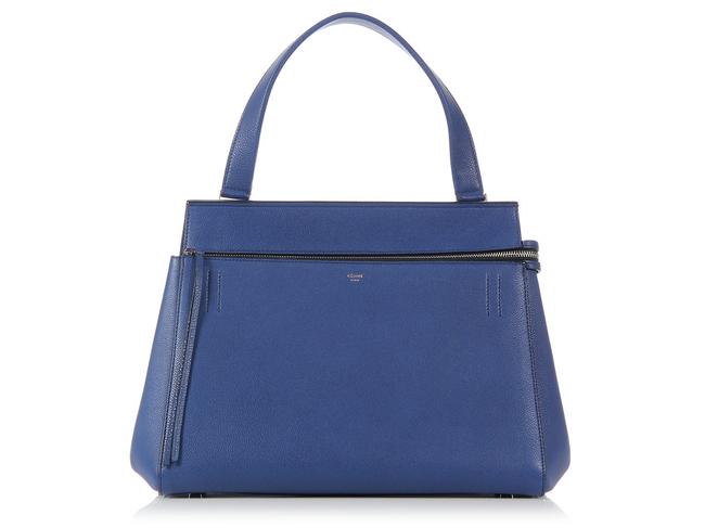 Celine Edge Medium Cobalt Blue Leather Satchel