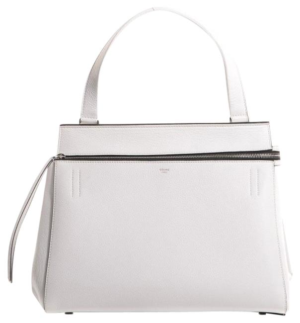 Celine Edge Medium White Leather Satchel