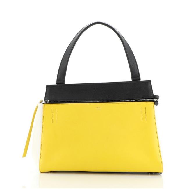 Celine Edge Small Black White Yellow Leather Satchel