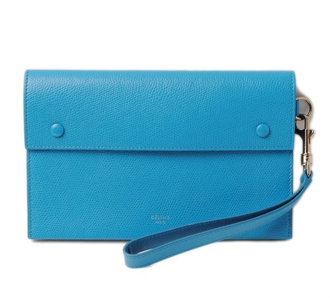 Celine Evening Calf Light Blue Leather Clutch