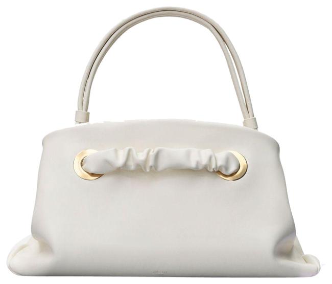 Celine Eyelets Purse White Shiny Leather Satchel