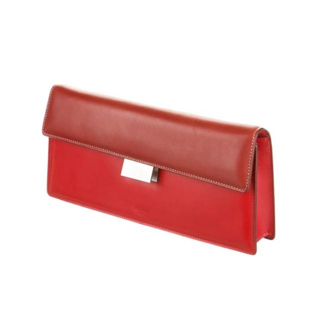 Celine Flap Red Leather Clutch