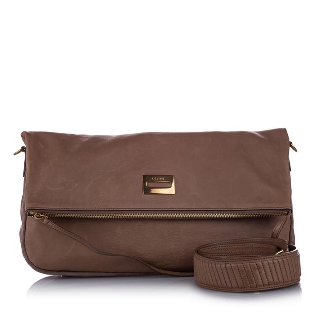 Celine Fold over Brown Leather Satchel