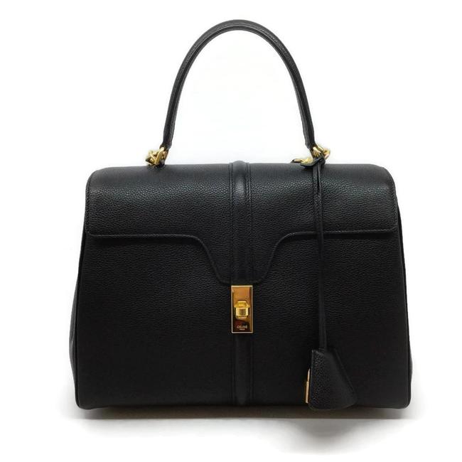 Celine Grained Black Leather Satchel