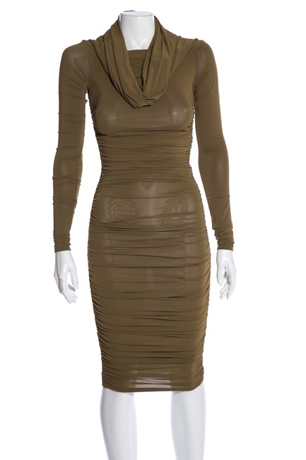 Celine Green Moss Long Sleeve Short Cocktail Dress4 S